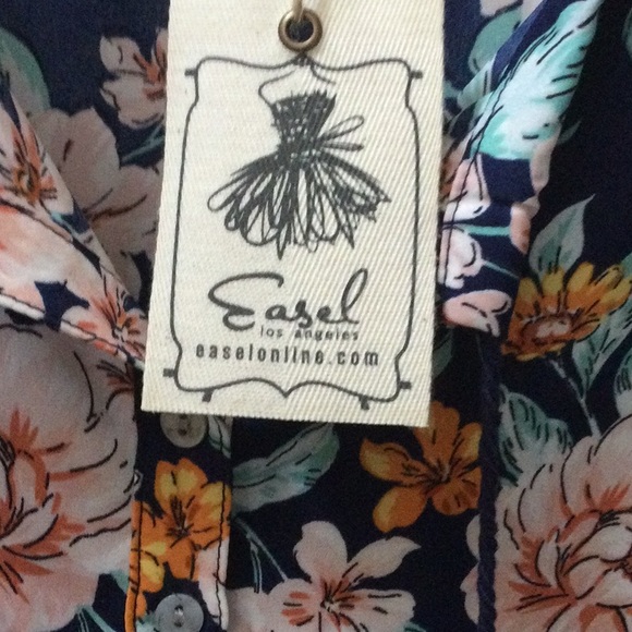 Easel Flower print shirt oversized - Picture 2 of 3